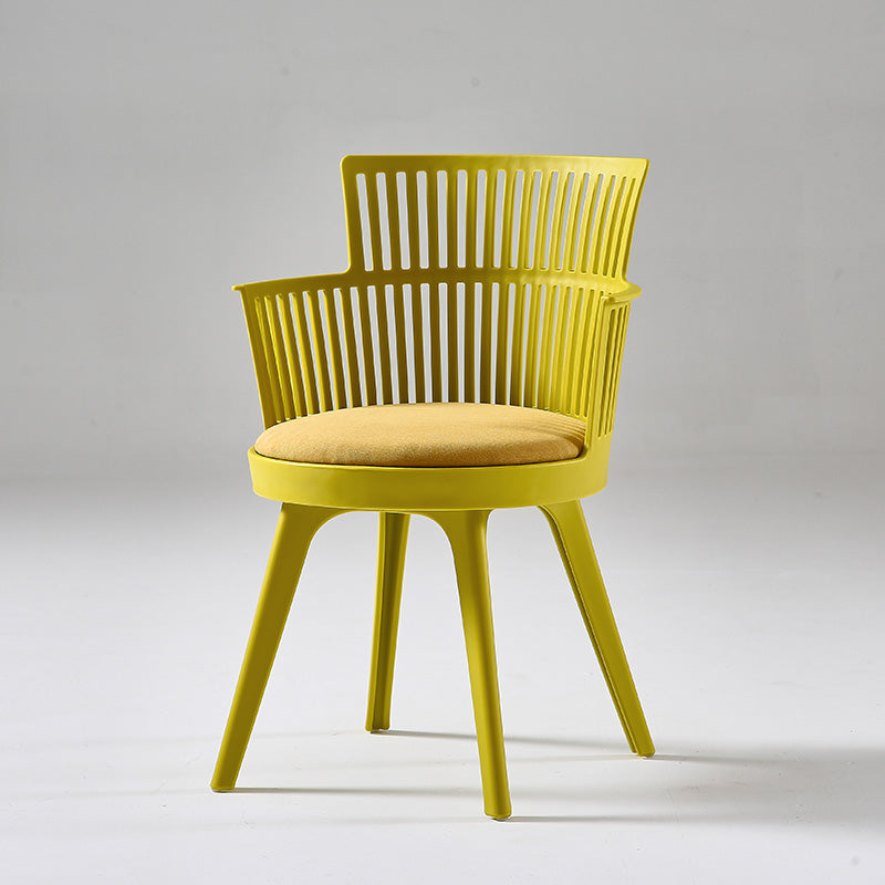 Glam Plastic Frame Dining Armchair Upholstered Fabric Arm Chair