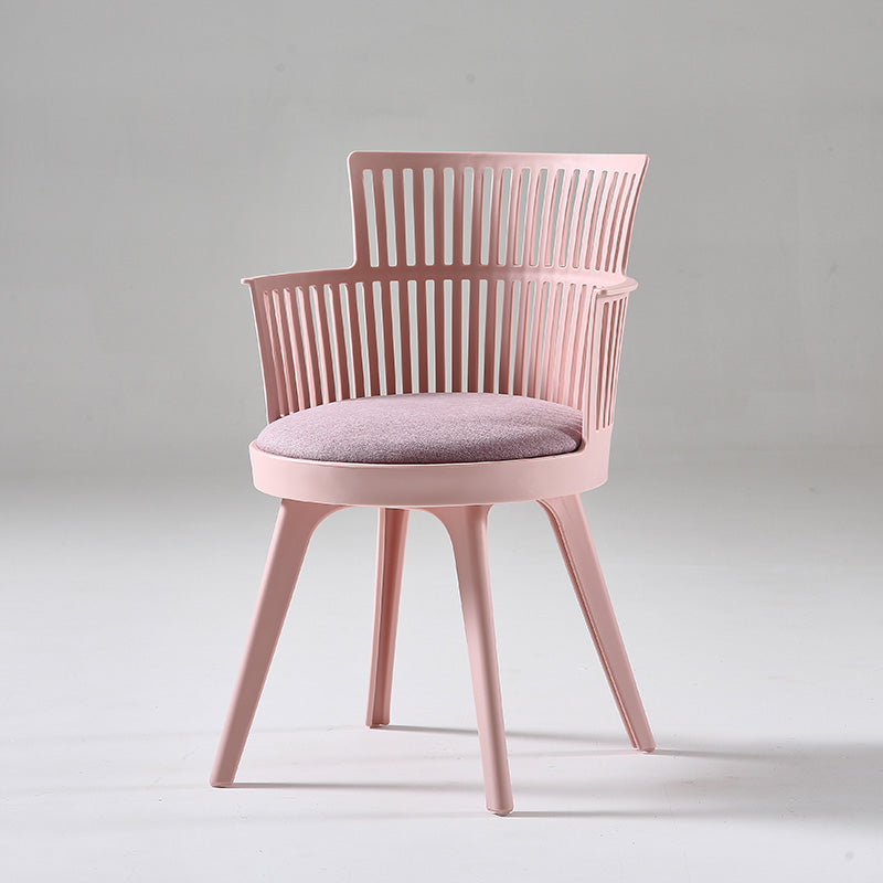 Glam Plastic Frame Dining Armchair Upholstered Fabric Arm Chair