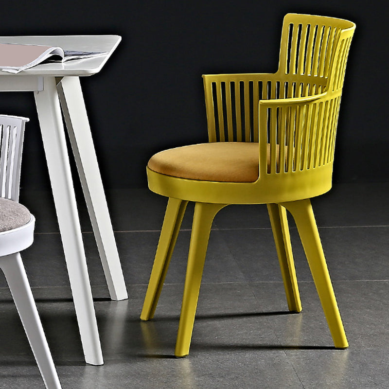 Glam Plastic Frame Dining Armchair Upholstered Fabric Arm Chair