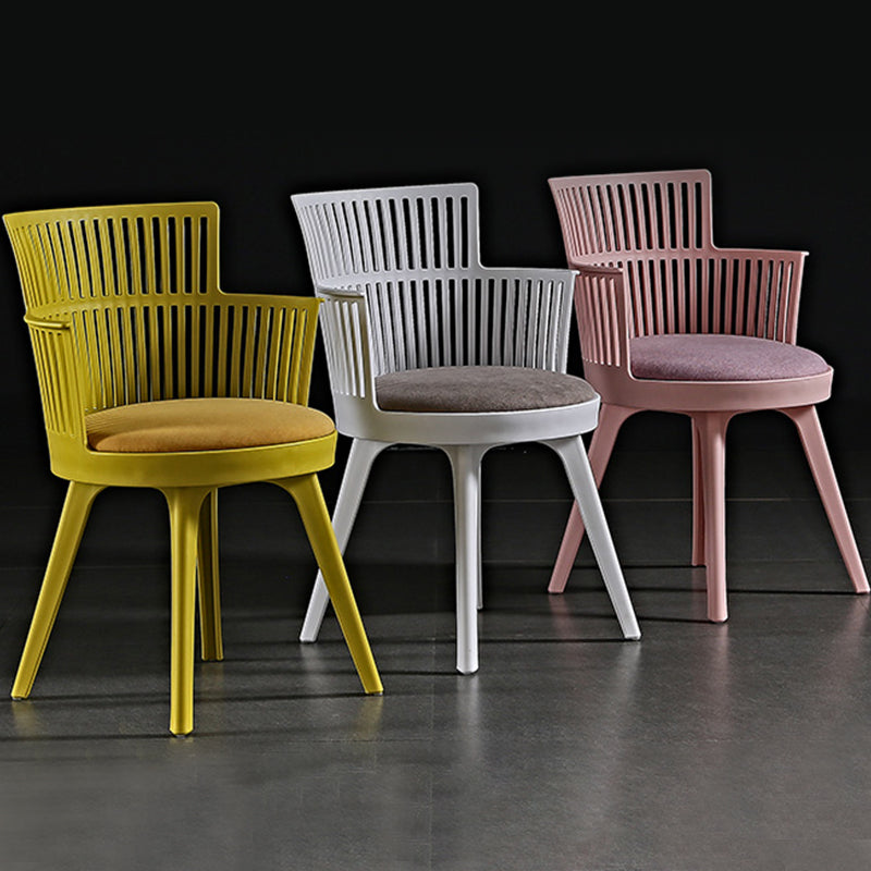 Glam Plastic Frame Dining Armchair Upholstered Fabric Arm Chair
