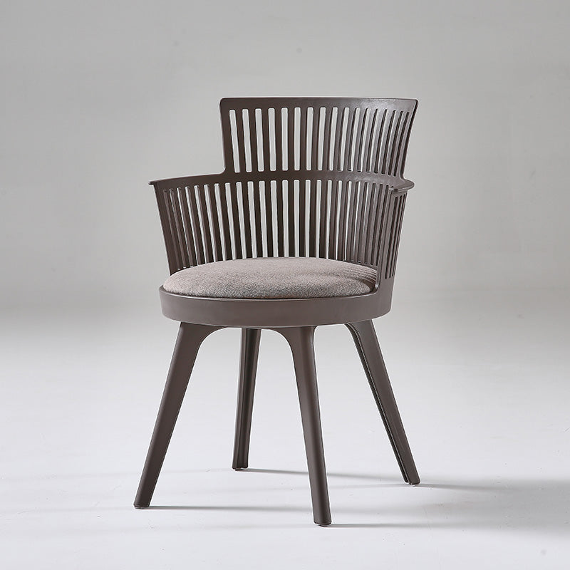 Glam Plastic Frame Dining Armchair Upholstered Fabric Arm Chair