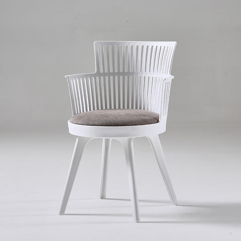 Glam Plastic Frame Dining Armchair Upholstered Fabric Arm Chair
