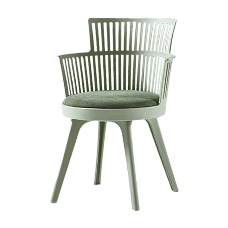 Glam Plastic Frame Dining Armchair Upholstered Fabric Arm Chair