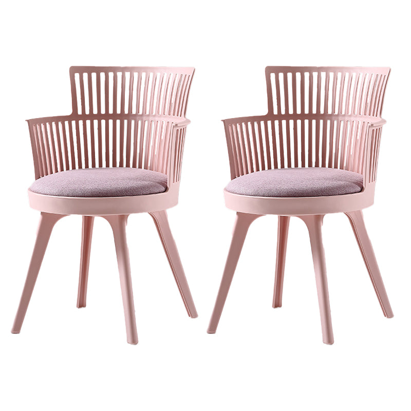 Glam Plastic Frame Dining Armchair Upholstered Fabric Arm Chair