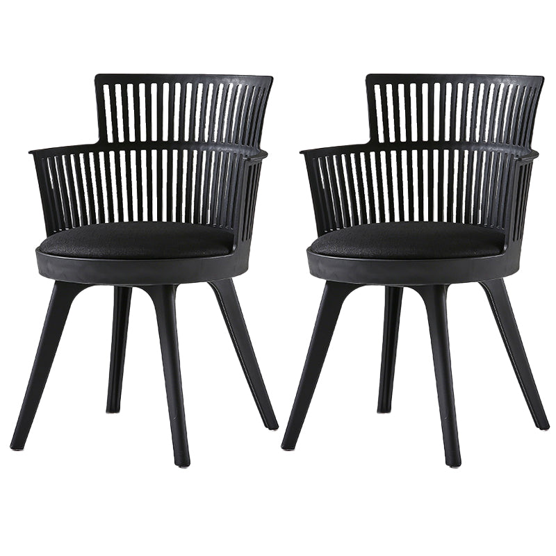 Glam Plastic Frame Dining Armchair Upholstered Fabric Arm Chair