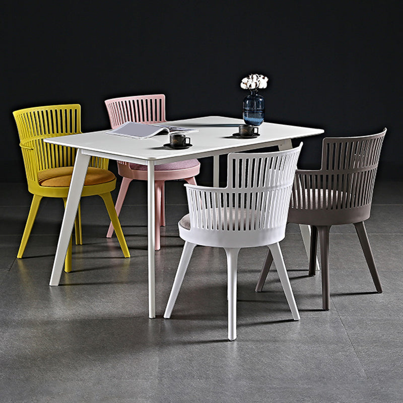 Glam Plastic Frame Dining Armchair Upholstered Fabric Arm Chair