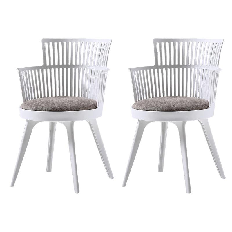 Glam Plastic Frame Dining Armchair Upholstered Fabric Arm Chair