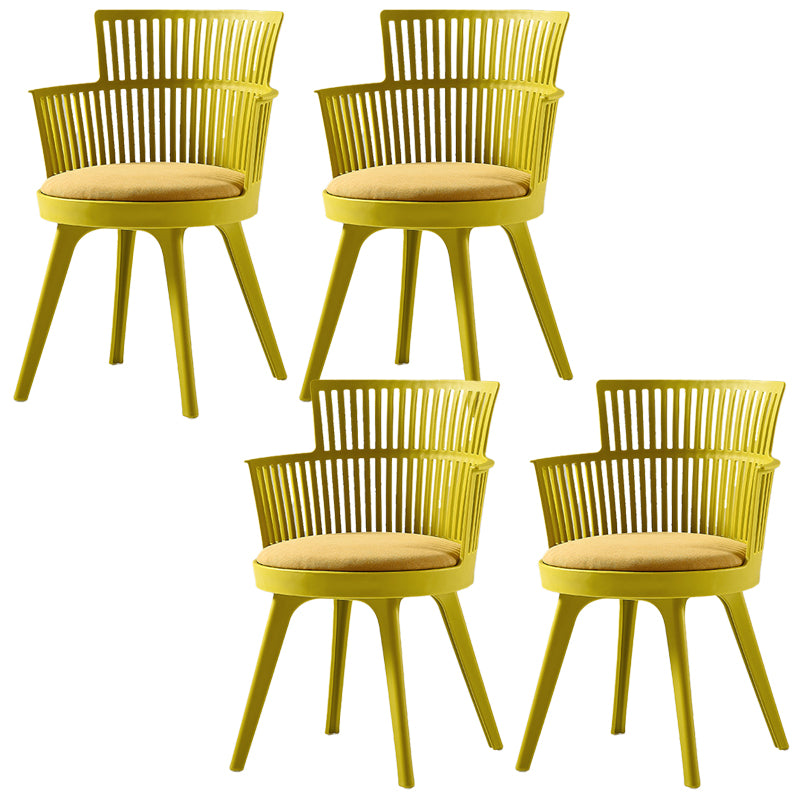 Glam Plastic Frame Dining Armchair Upholstered Fabric Arm Chair