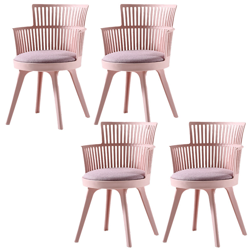 Glam Plastic Frame Dining Armchair Upholstered Fabric Arm Chair