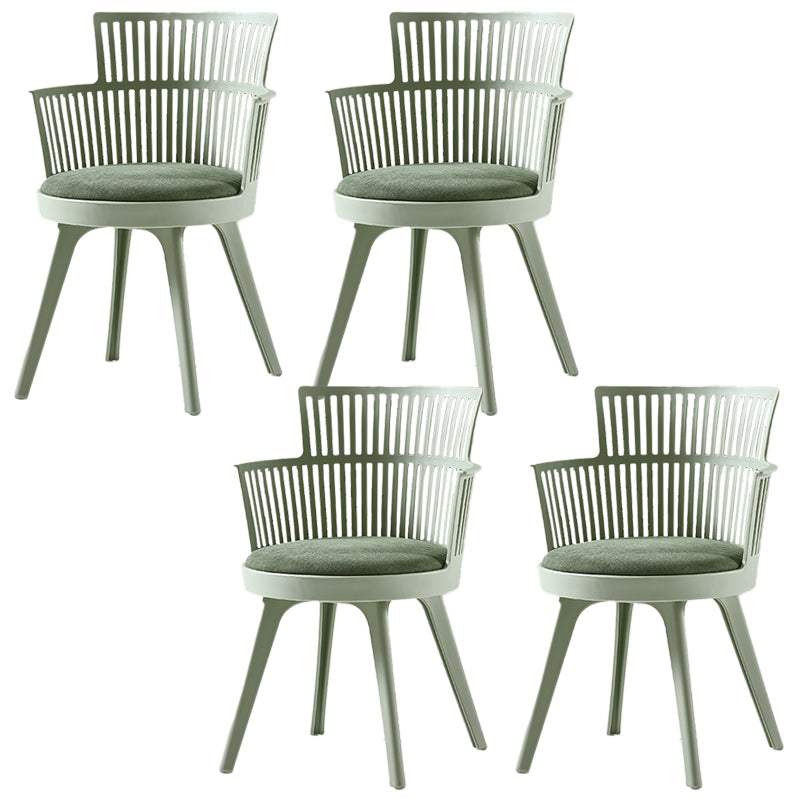 Glam Plastic Frame Dining Armchair Upholstered Fabric Arm Chair