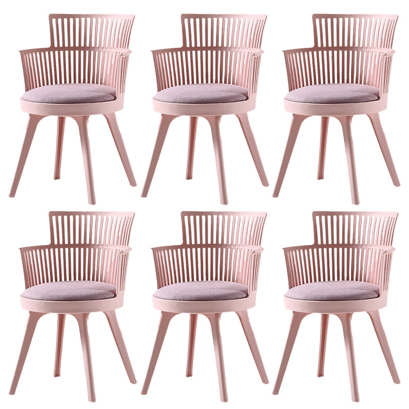 Glam Plastic Frame Dining Armchair Upholstered Fabric Arm Chair