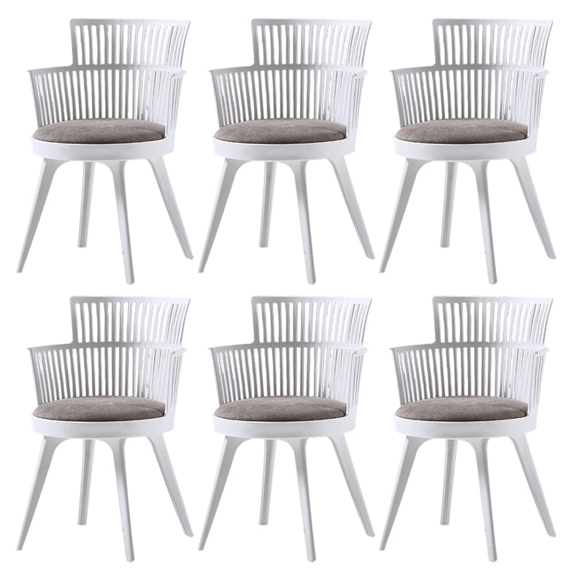 Glam Plastic Frame Dining Armchair Upholstered Fabric Arm Chair