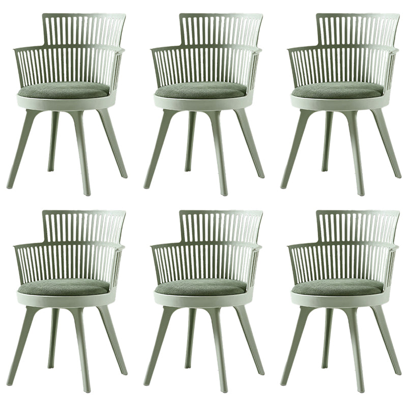 Glam Plastic Frame Dining Armchair Upholstered Fabric Arm Chair