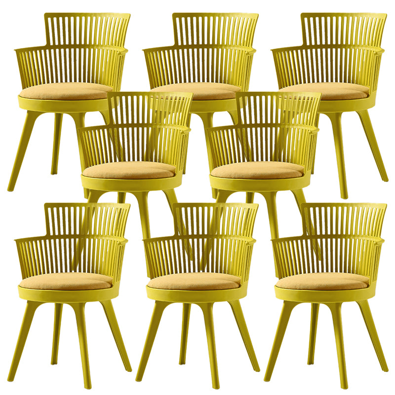 Glam Plastic Frame Dining Armchair Upholstered Fabric Arm Chair