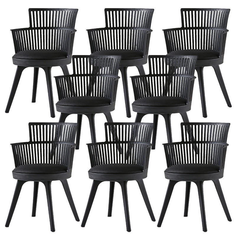 Glam Plastic Frame Dining Armchair Upholstered Fabric Arm Chair