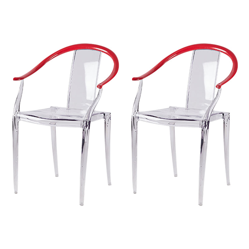 Glam Acrylic Frame Dining Armchair Slat Back Stacking Arm Chair