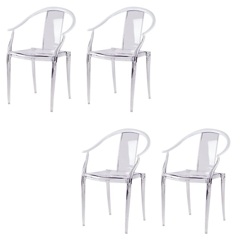 Glam Acrylic Frame Dining Armchair Slat Back Stacking Arm Chair
