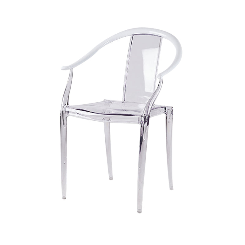 Glam Acrylic Frame Dining Armchair Slat Back Stacking Arm Chair