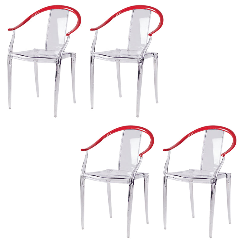 Glam Acrylic Frame Dining Armchair Slat Back Stacking Arm Chair