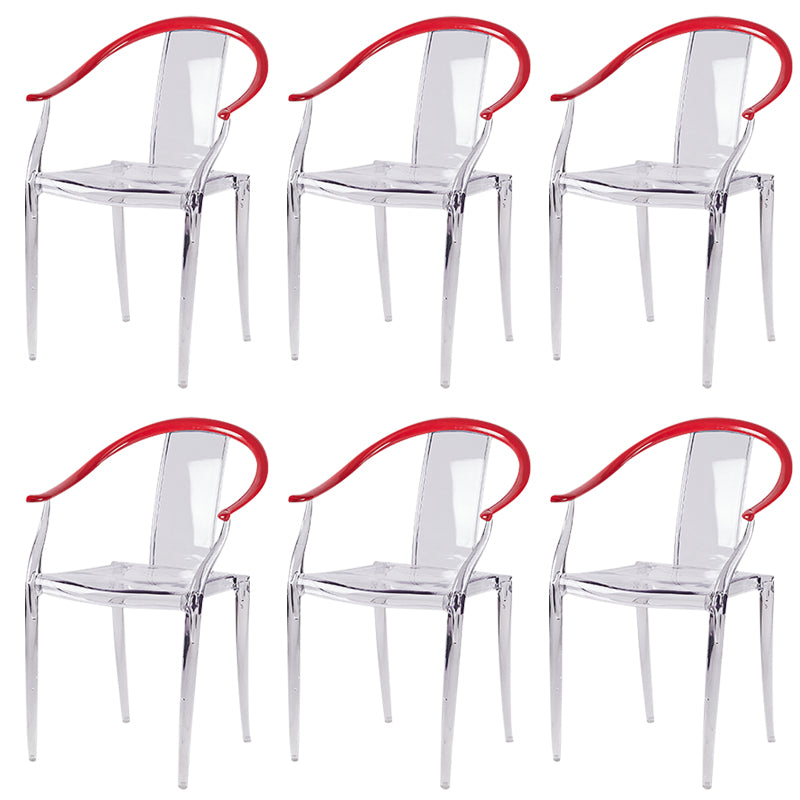 Glam Acrylic Frame Dining Armchair Slat Back Stacking Arm Chair