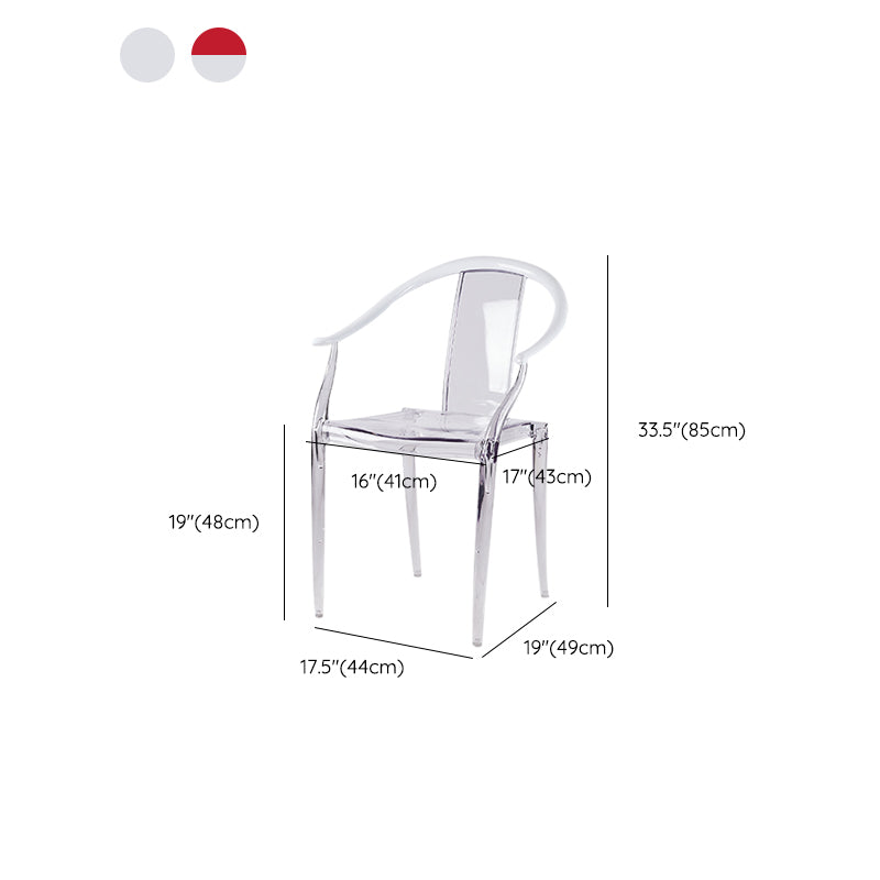 Glam Acrylic Frame Dining Armchair Slat Back Stacking Arm Chair