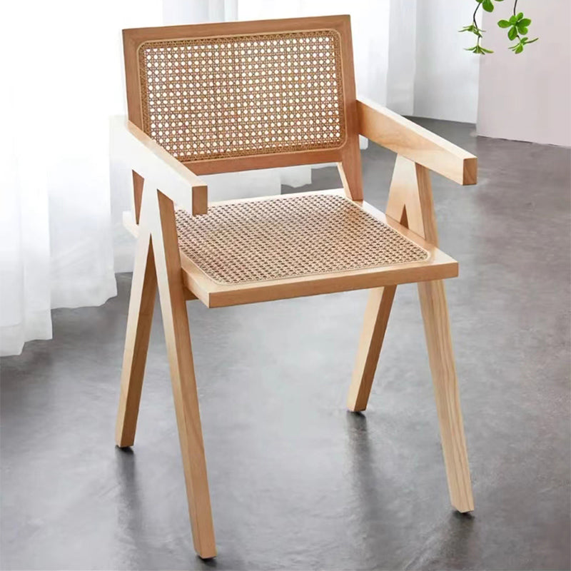 Rubberwood Solid Wood Dining Chair Open Back Dining Chair for Dining Room