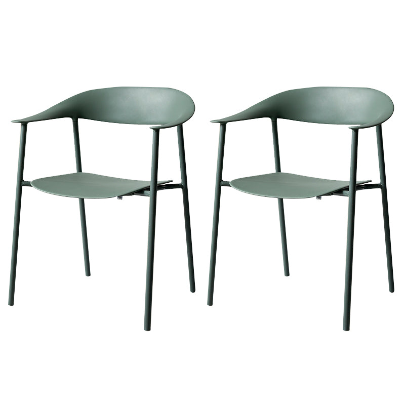 Modern Indoor-Outdoor Dining Arm Chair Plastic Arm Chair with Metal Legs