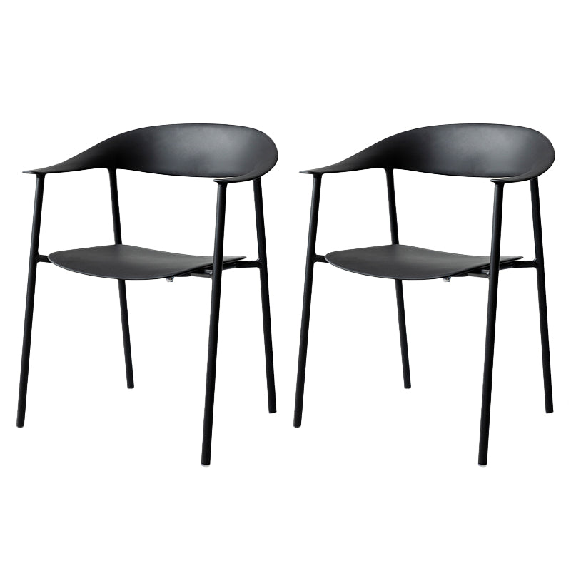 Modern Indoor-Outdoor Dining Arm Chair Plastic Arm Chair with Metal Legs