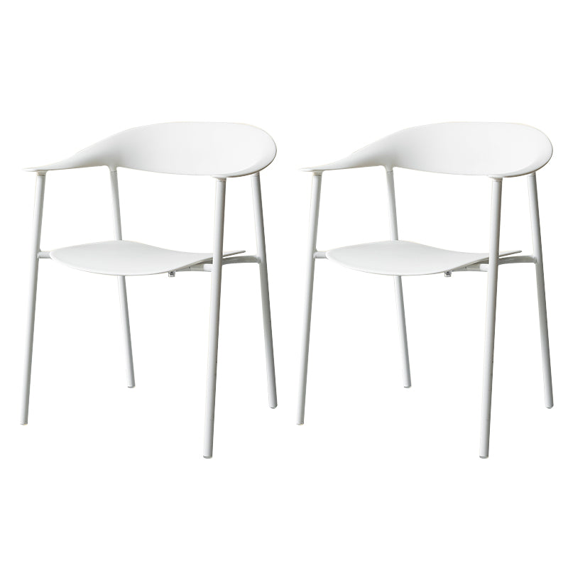 Modern Indoor-Outdoor Dining Arm Chair Plastic Arm Chair with Metal Legs