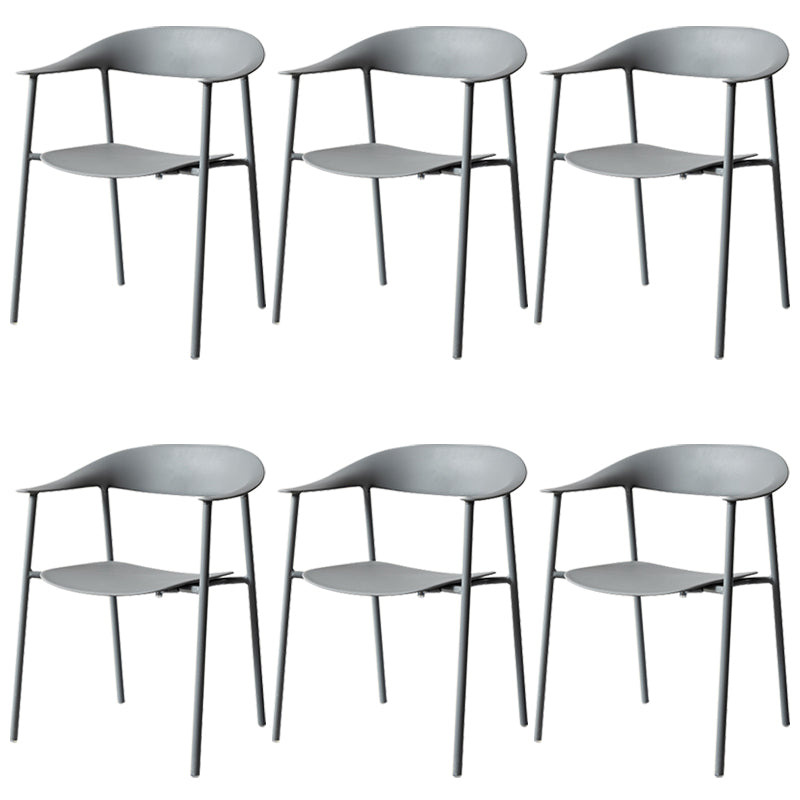Modern Indoor-Outdoor Dining Arm Chair Plastic Arm Chair with Metal Legs