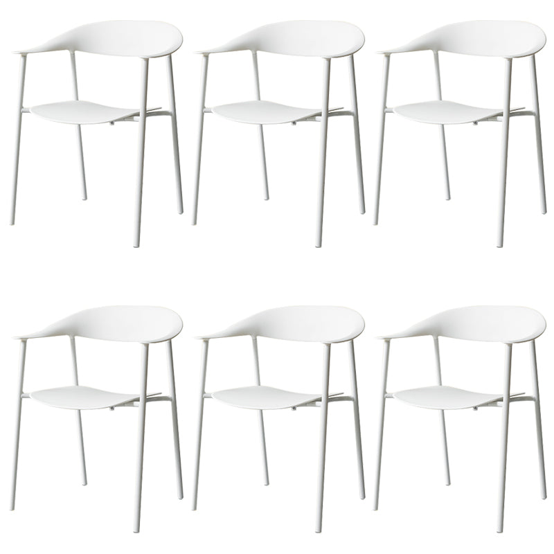 Modern Indoor-Outdoor Dining Arm Chair Plastic Arm Chair with Metal Legs