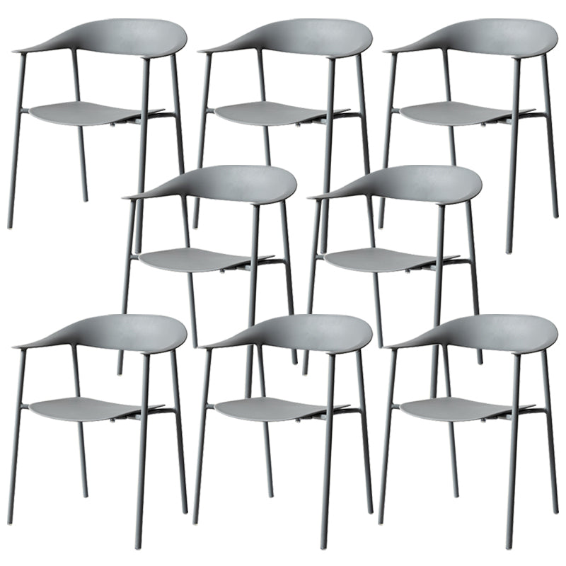 Modern Indoor-Outdoor Dining Arm Chair Plastic Arm Chair with Metal Legs