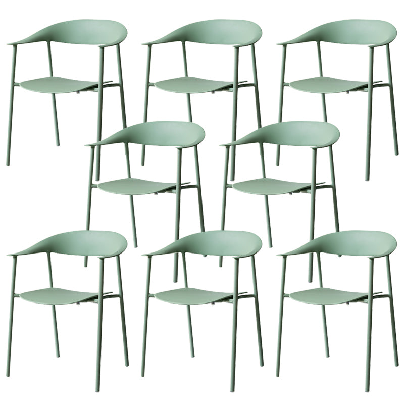 Modern Indoor-Outdoor Dining Arm Chair Plastic Arm Chair with Metal Legs
