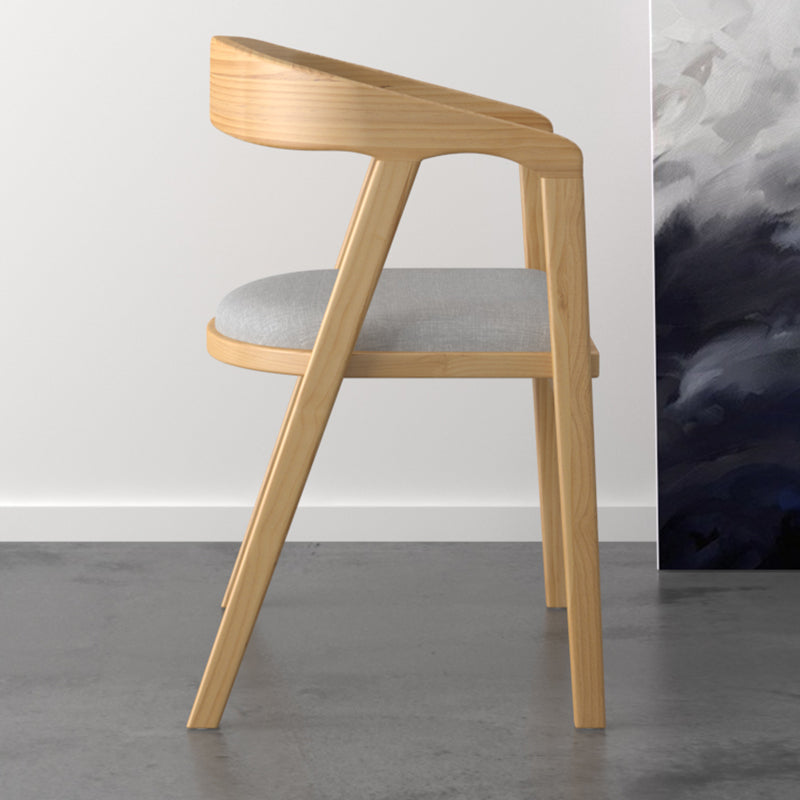 Contemporary Solid Wood Dining Chair Upholstered Fabric Dining Arm Chair