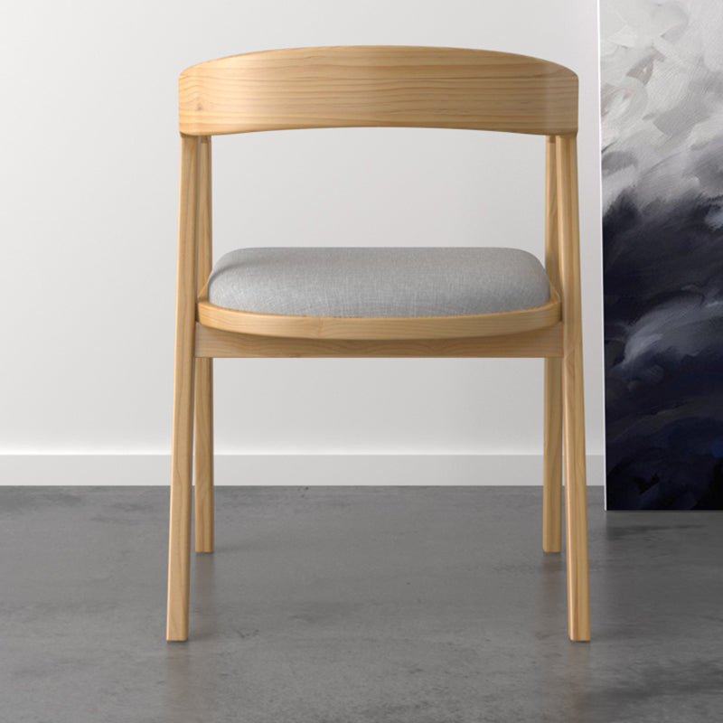 Contemporary Solid Wood Dining Chair Upholstered Fabric Dining Arm Chair
