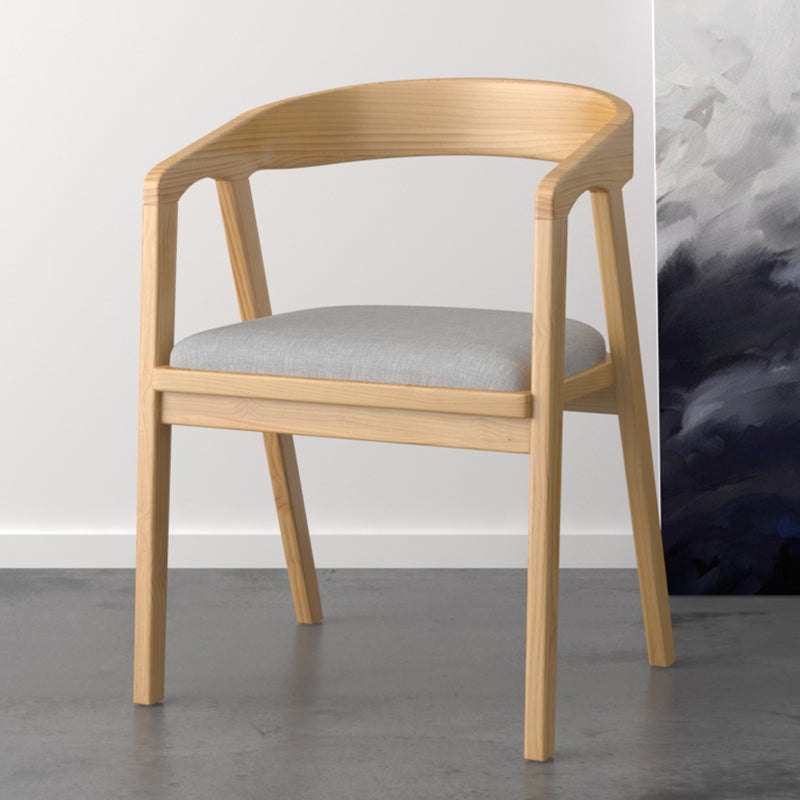 Contemporary Solid Wood Dining Chair Upholstered Fabric Dining Arm Chair