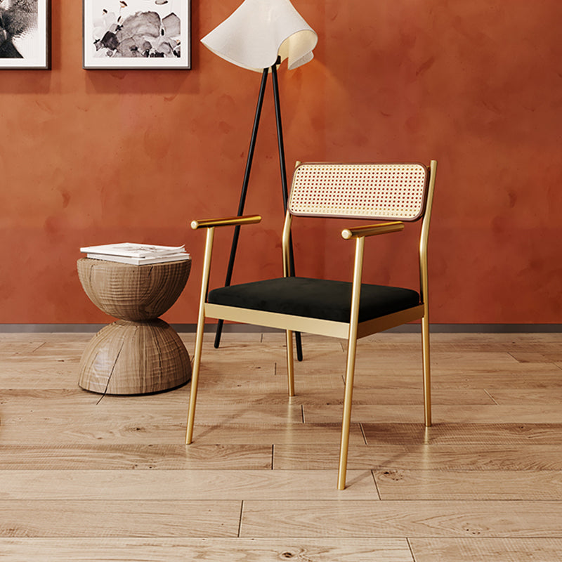 Contemporary Metal Frame Dining Armchair Upholstered Velvet Arm Chair for Home