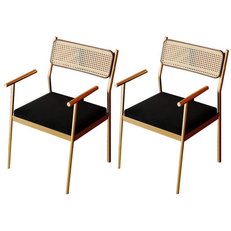 Contemporary Metal Frame Dining Armchair Upholstered Velvet Arm Chair for Home