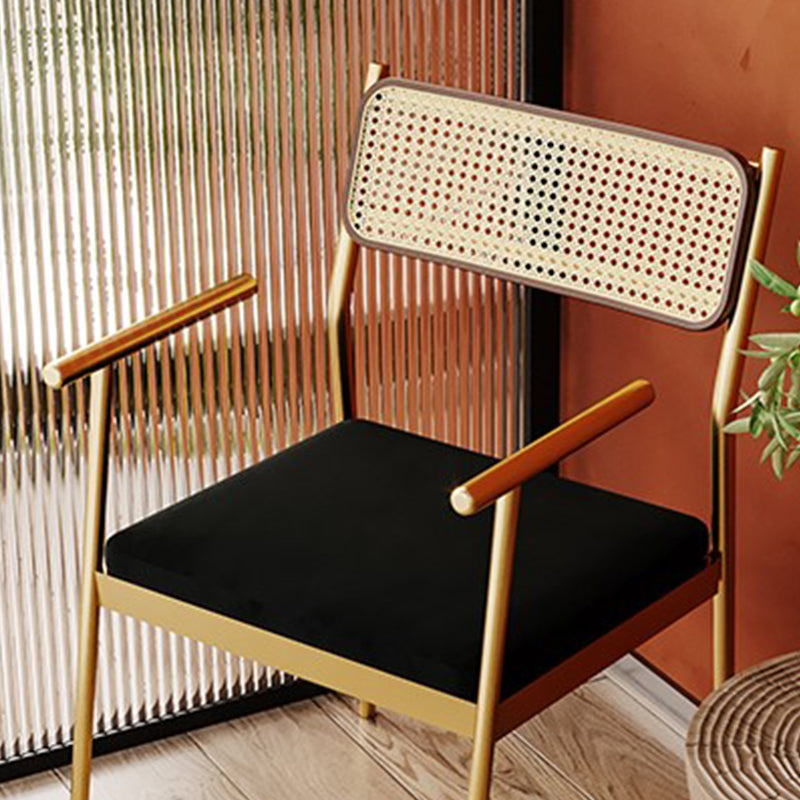 Contemporary Metal Frame Dining Armchair Upholstered Velvet Arm Chair for Home