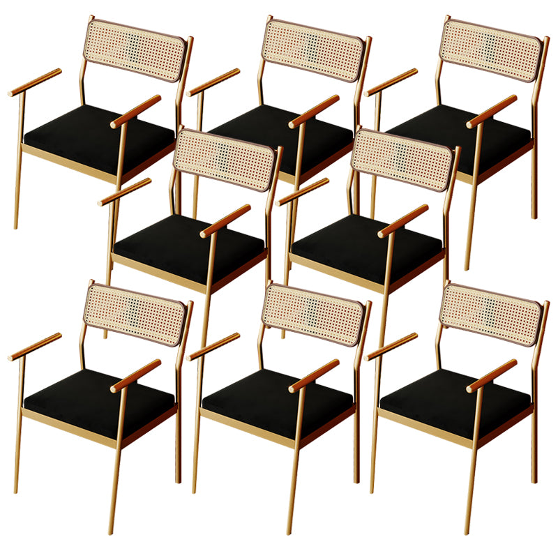 Contemporary Metal Frame Dining Armchair Upholstered Velvet Arm Chair for Home