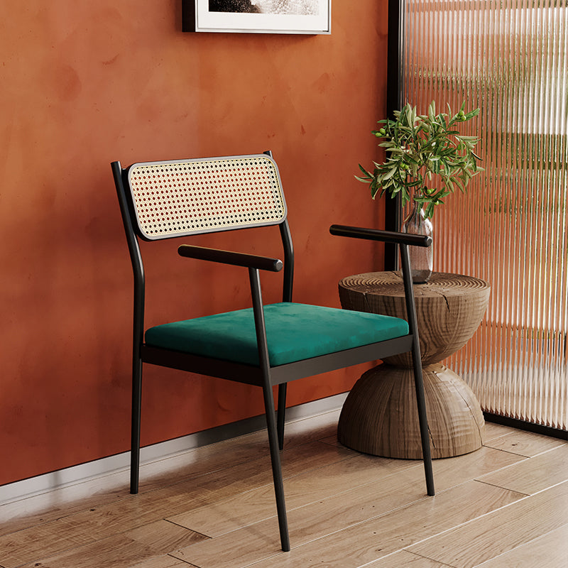 Contemporary Metal Frame Dining Armchair Upholstered Velvet Arm Chair for Home