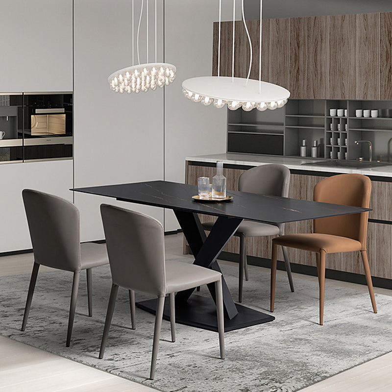 Faux Leather Kitchen Dining Armless Chair Upholstered Dining Chair