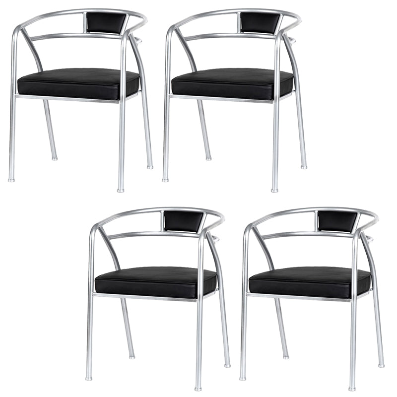 Industrial Metal Frame Dining Chair Upholstered Faux Leather Dining Arm Chair