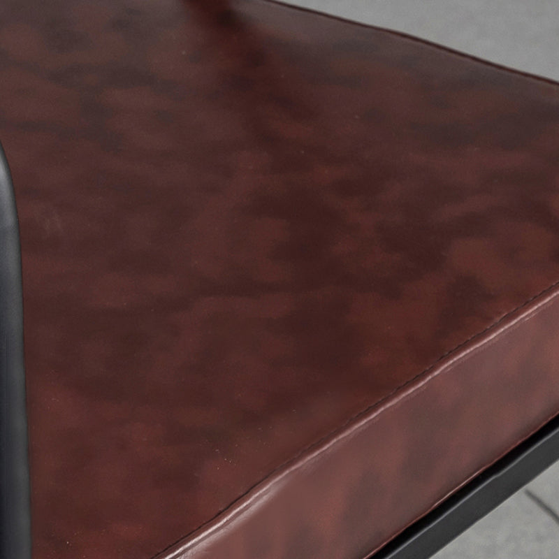 Industrial Metal Frame Dining Chair Upholstered Faux Leather Dining Arm Chair