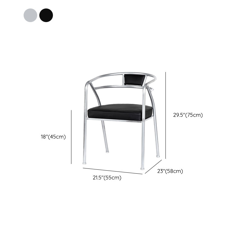 Industrial Metal Frame Dining Chair Upholstered Faux Leather Dining Arm Chair