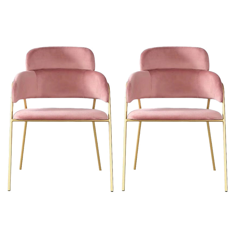 Glam Upholstered Arm Chair Velvet Open Back Dining Chair with Gold Legs