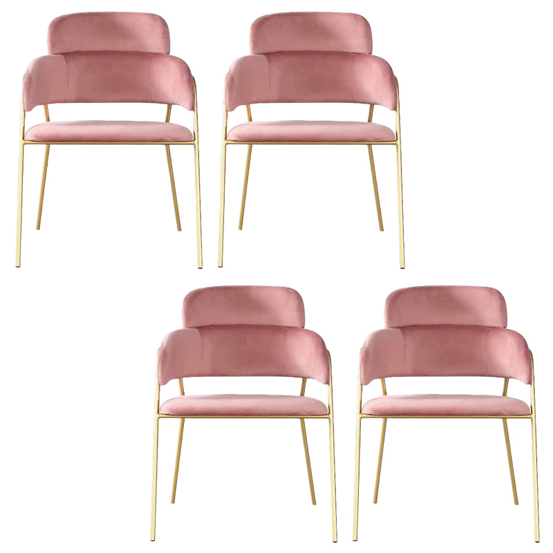 Glam Upholstered Arm Chair Velvet Open Back Dining Chair with Gold Legs