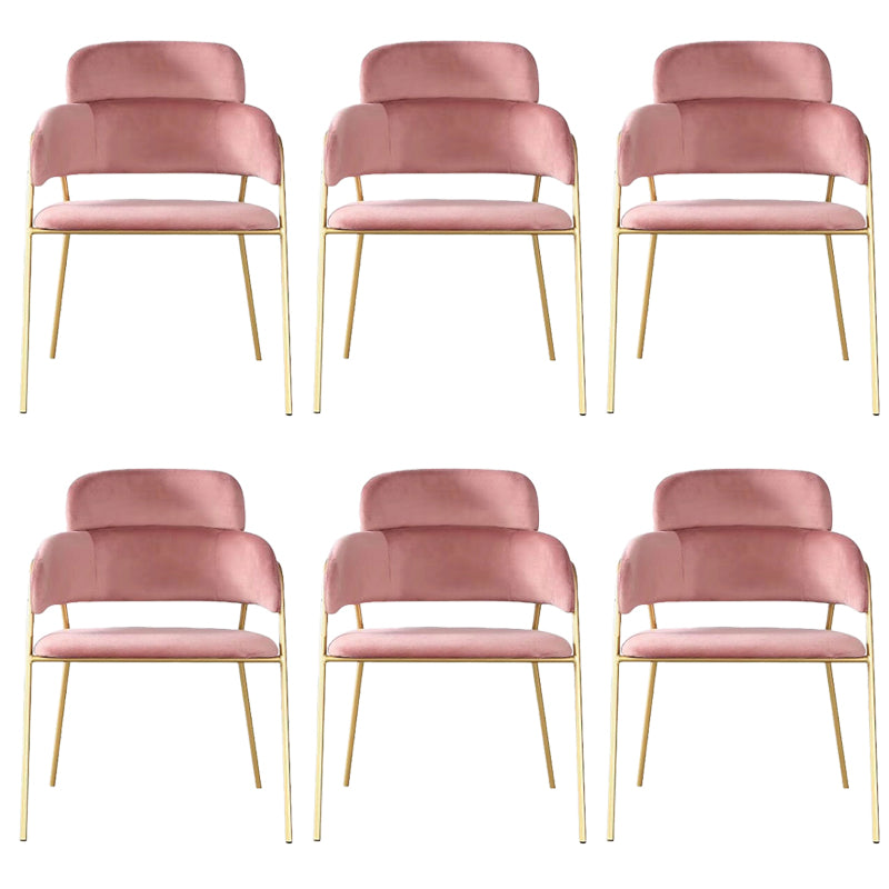 Glam Upholstered Arm Chair Velvet Open Back Dining Chair with Gold Legs