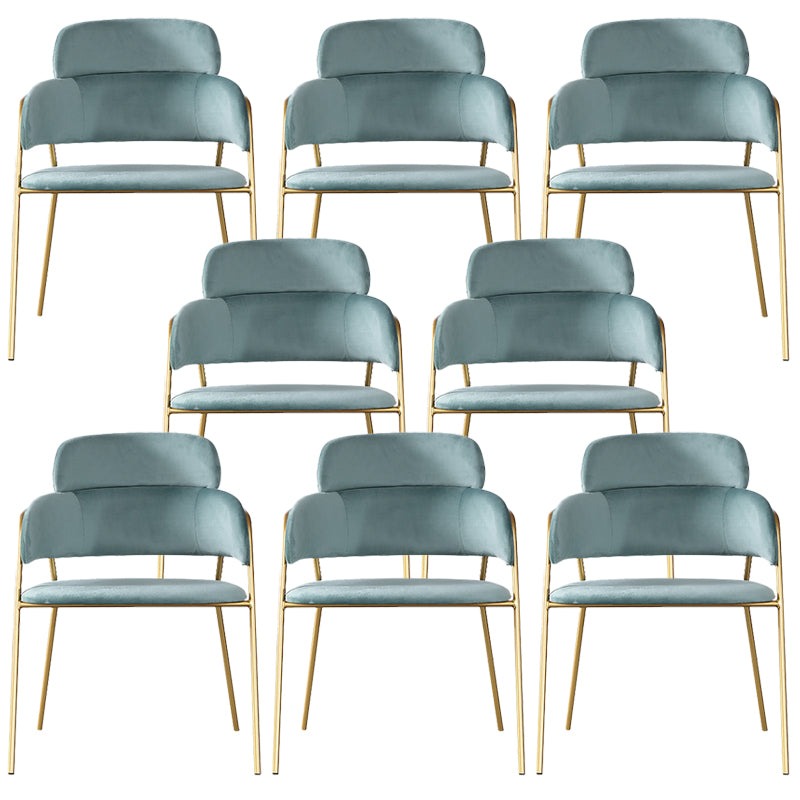 Glam Upholstered Arm Chair Velvet Open Back Dining Chair with Gold Legs