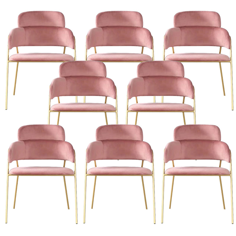 Glam Upholstered Arm Chair Velvet Open Back Dining Chair with Gold Legs